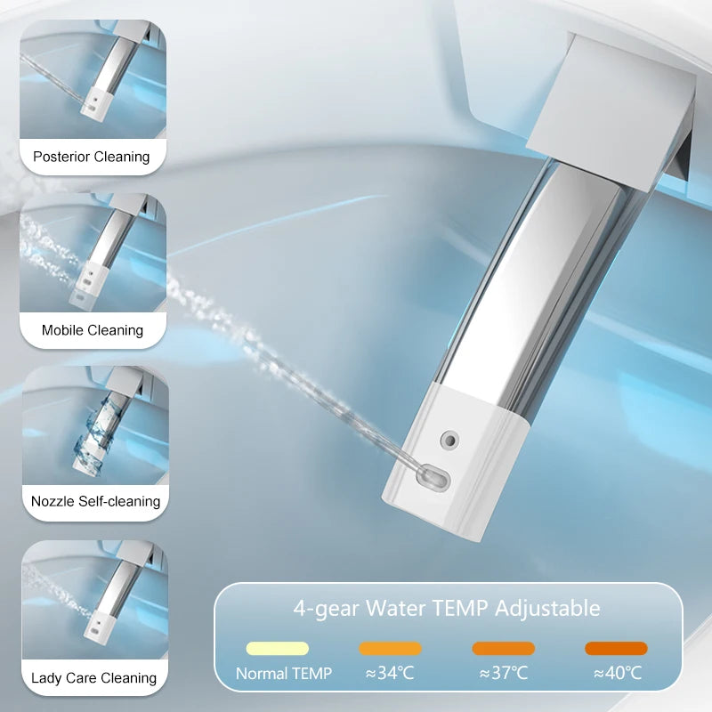 Smart Bidet Toilet With Auto Open Close And Voice Control