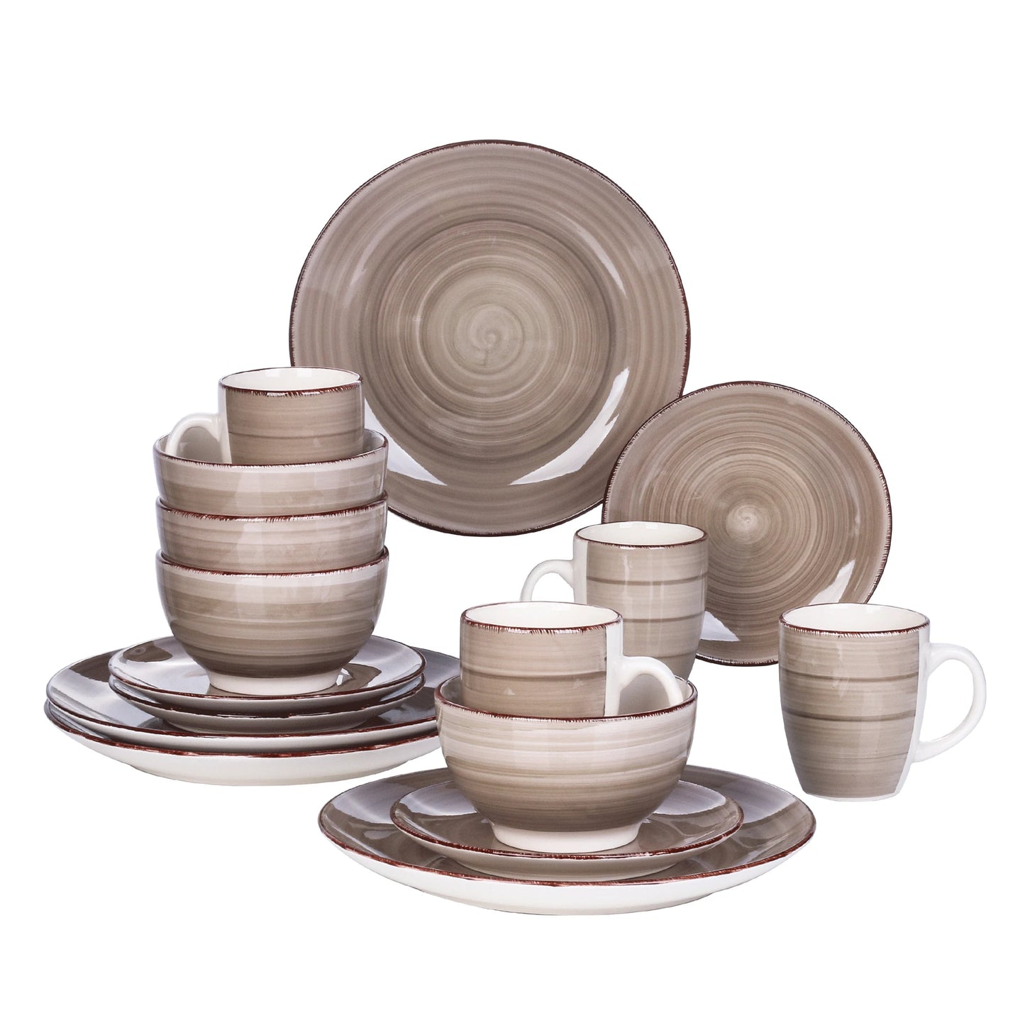 Vancasso Bella-C 16 Pieces Porcelain Dinner Set Vintage Look Ceramic Plate Set with Dinner Plate,Dessert Plate,Bowl,Mug Set