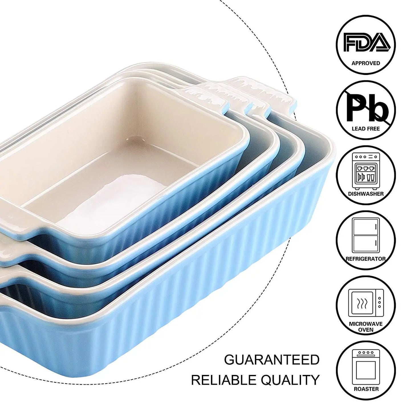 Malacasa 4 Piece Ceramic Bakeware Set With Handles Oven