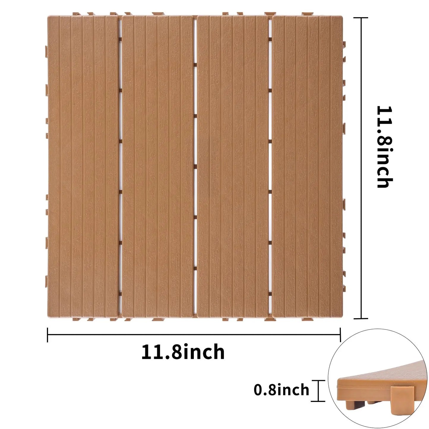DB Plastic Interlocking Deck Tiles Smooth 11.8"x11.8" Pack 44 Waterproof Outdoor Patio Flooring for All Weather Use Garden
