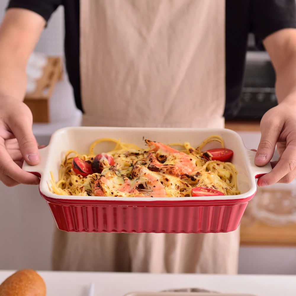 Malacasa 4 Piece Ceramic Bakeware Set With Handles Oven