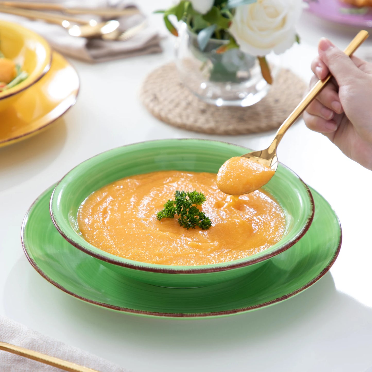 Vancasso BONITA Mix-Color 18/36 Piece Dinnerware Set of Dinner plates, Soup Plates, Dessert Plates Earthenware for 12 People