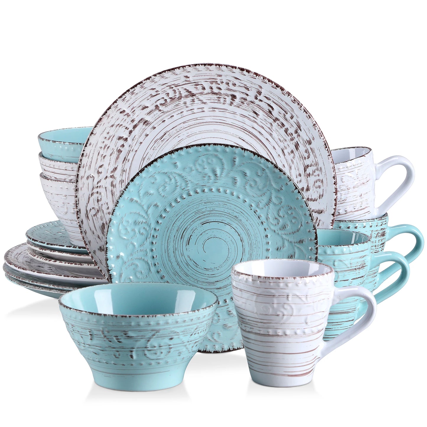 vancasso VINE 16/32/48 Ceremic Plates Dinner Set Stoneware Tableware Set with Dinner Plate,Dessert Plate,Bowl,Mug for 12 Person