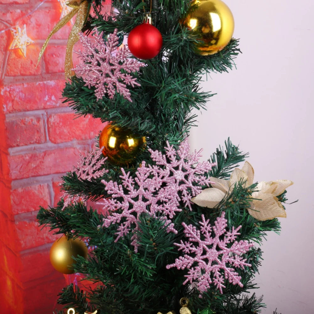 12pcs Christmas Fake Snowflakes With Small hole Xmas Tree Hanging Ornament Simulation Snowflakes Winter Christmas Ornaments