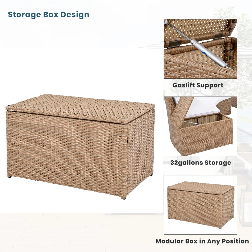 10-Piece Outdoor Sectional Half Round Patio Rattan Sofa Set, PE Wicker Conversation Furniture Set for Free Combination, White