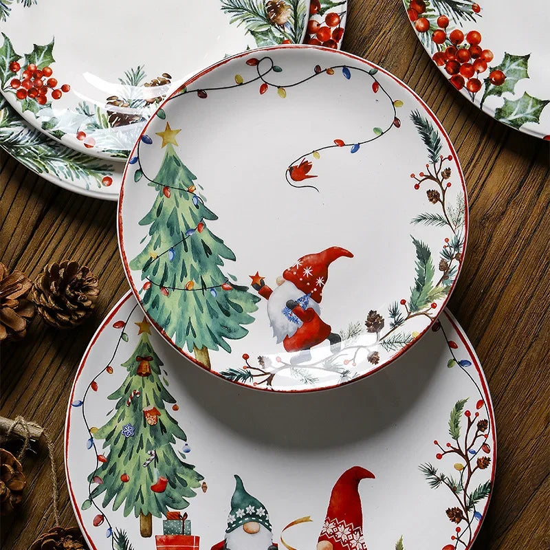 Creative Christmas Ceramic Dinner Plate Santa Claus