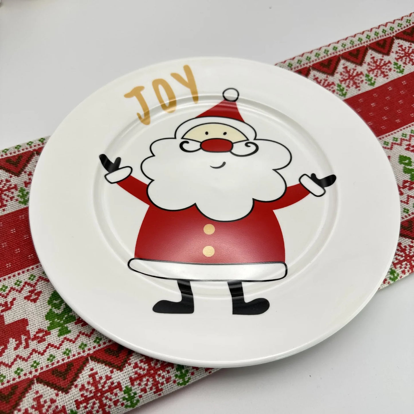 D20cm Christmas Ceramic Plates Christmas Element Table Decoration Dish Retro Village Atmosphere Dining Plate For Festival Decor