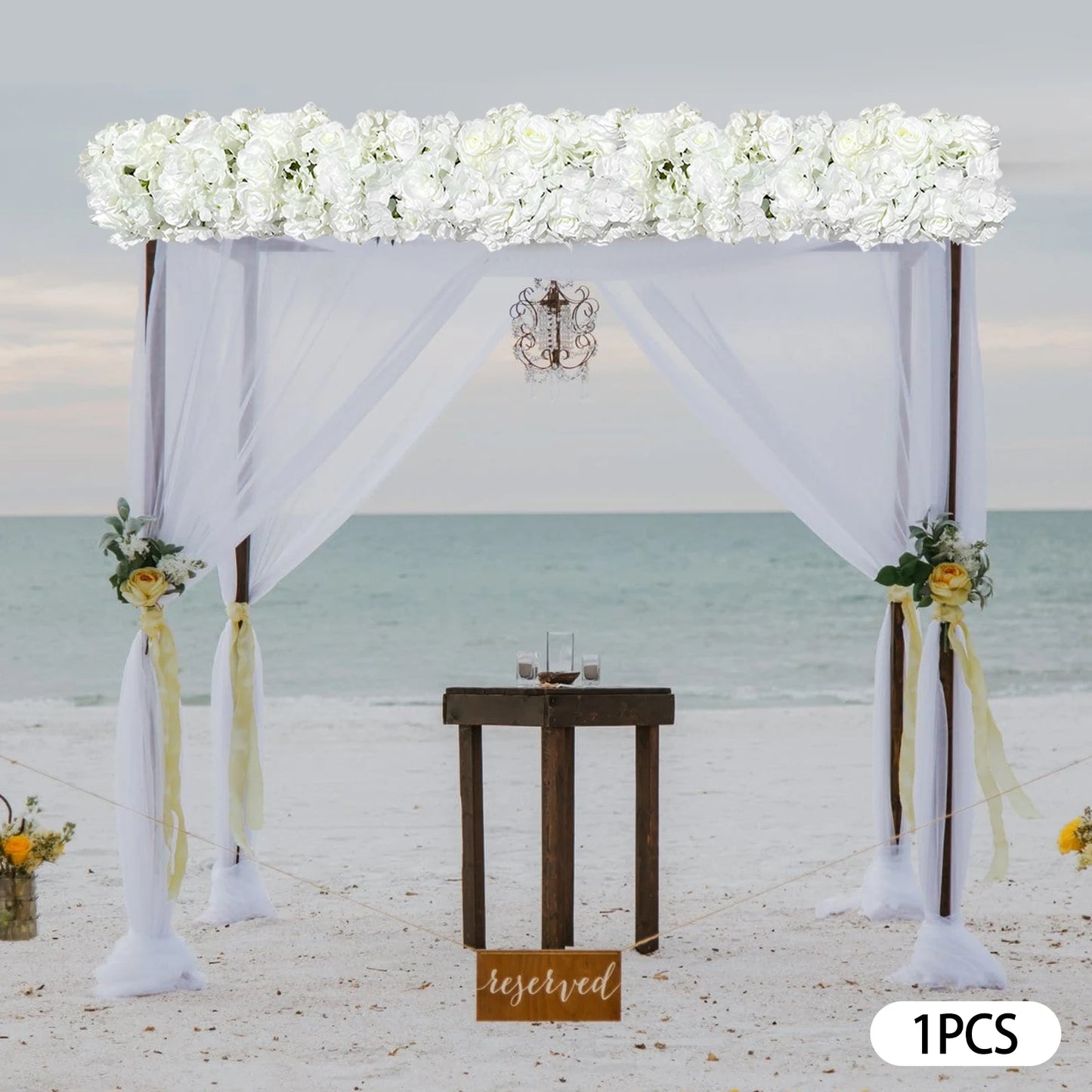 Artificial Flower Arch Decor 39.37 Inch Artificial Silk White Rose Flower Garlands for Wedding Ceremony and Reception Backdrop