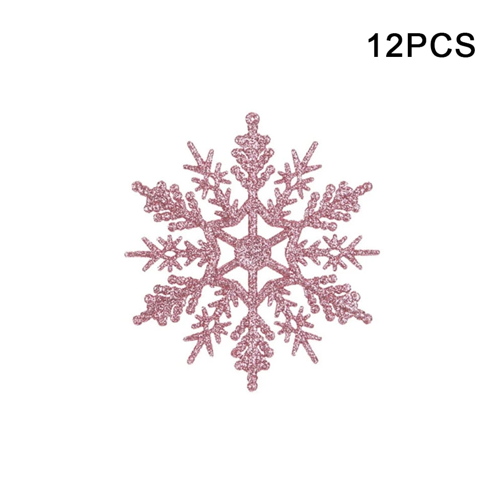 12pcs Christmas Fake Snowflakes With Small hole Xmas Tree Hanging Ornament Simulation Snowflakes Winter Christmas Ornaments