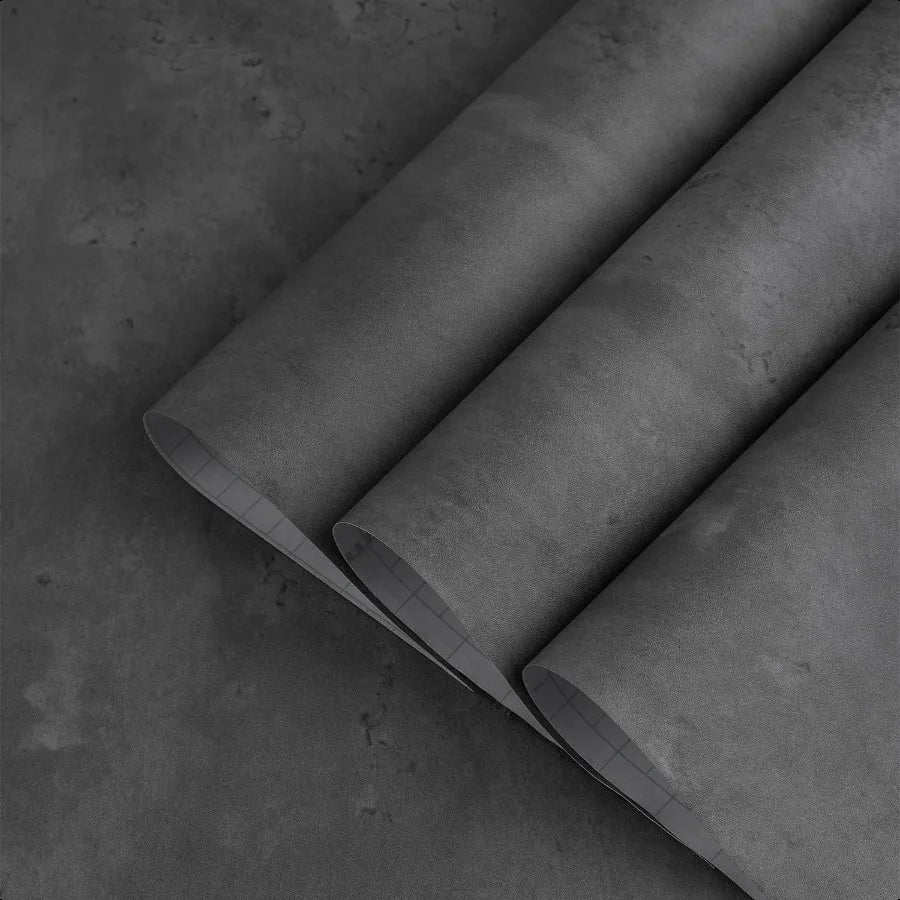 Gray Concrete Wallpaper 16x354 inch Matte Thick Dark Grey Cement Contact Paper Peel Stick Countertop Cover Removable Waterproof