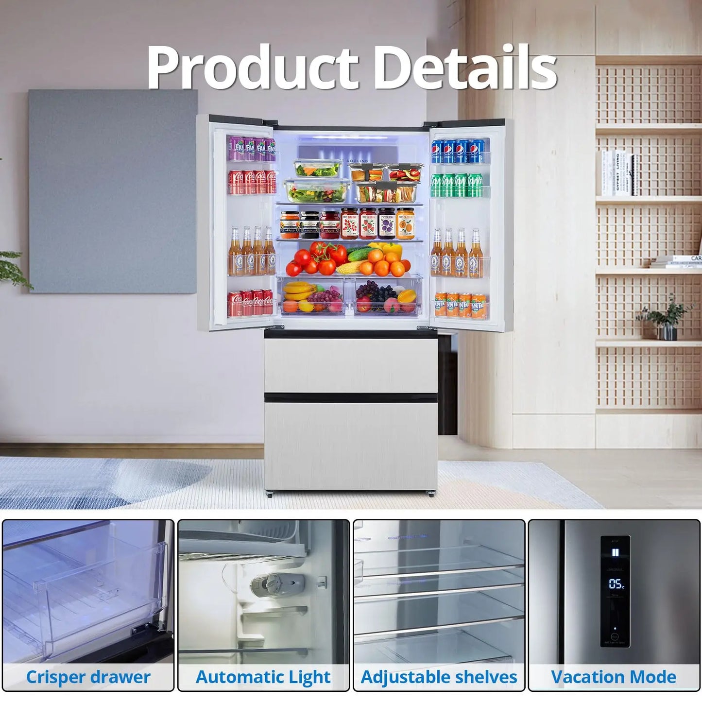 PioneerWorks French Door Refrigerator With Large Capacity