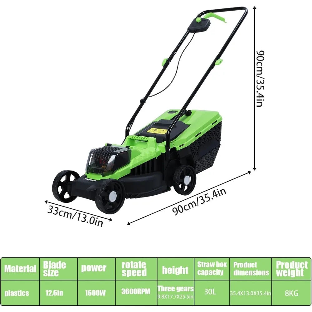 Balurukt 1600W Cordless Electric Lawn Mower Brushless Motor