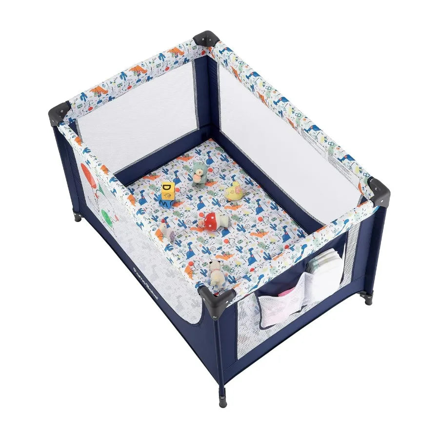 Pamo Babe Travel Foldable Portable Bassinet Baby Infant Comfortable Play Yard Crib Cot with Soft Mattress Breathable Mesh Walls