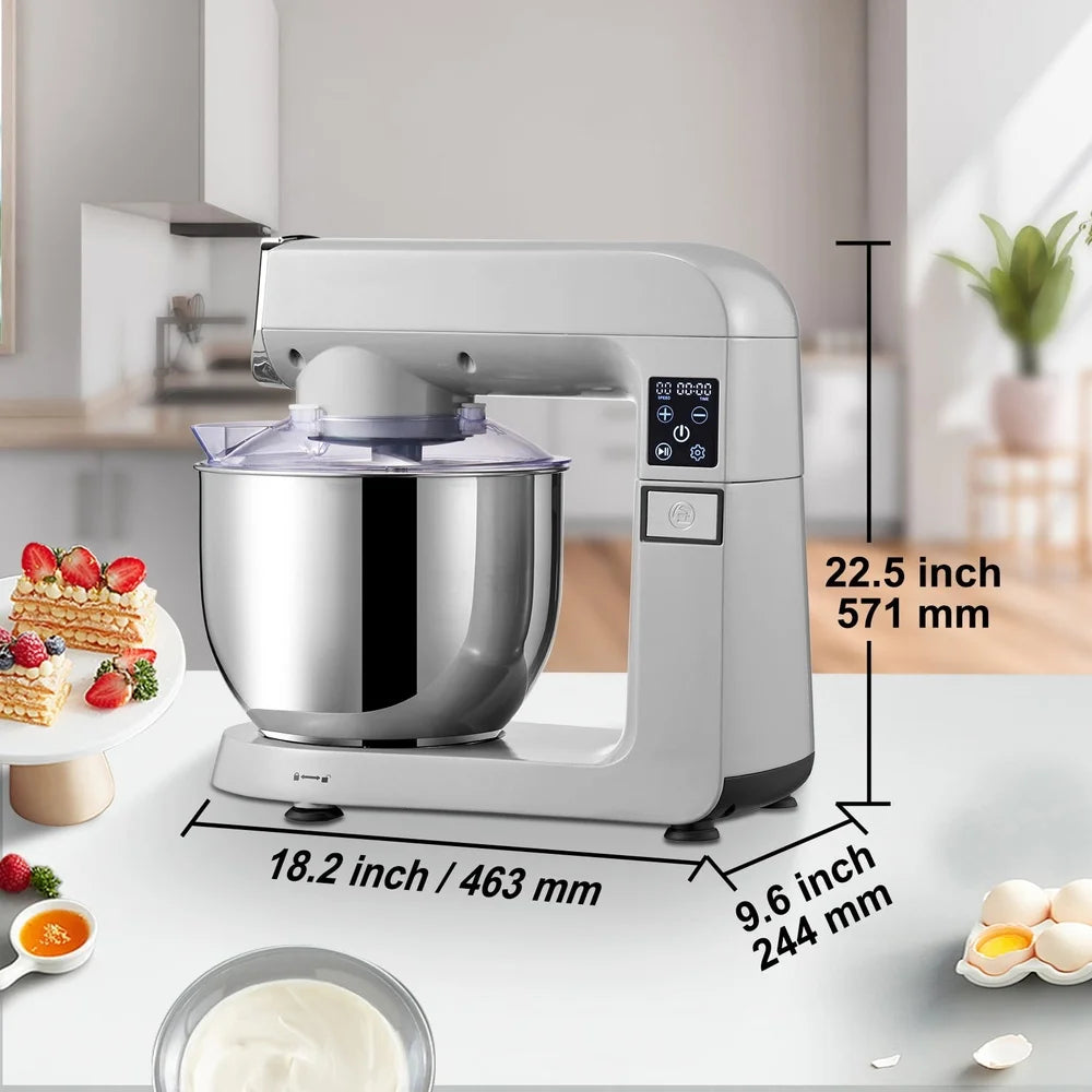 7.3qt Stand Mixer with Meat Grinder Scraper Food Tray 450W 6 Speed LCD Control 7L Stainless Bowl Kitchen Appliance
