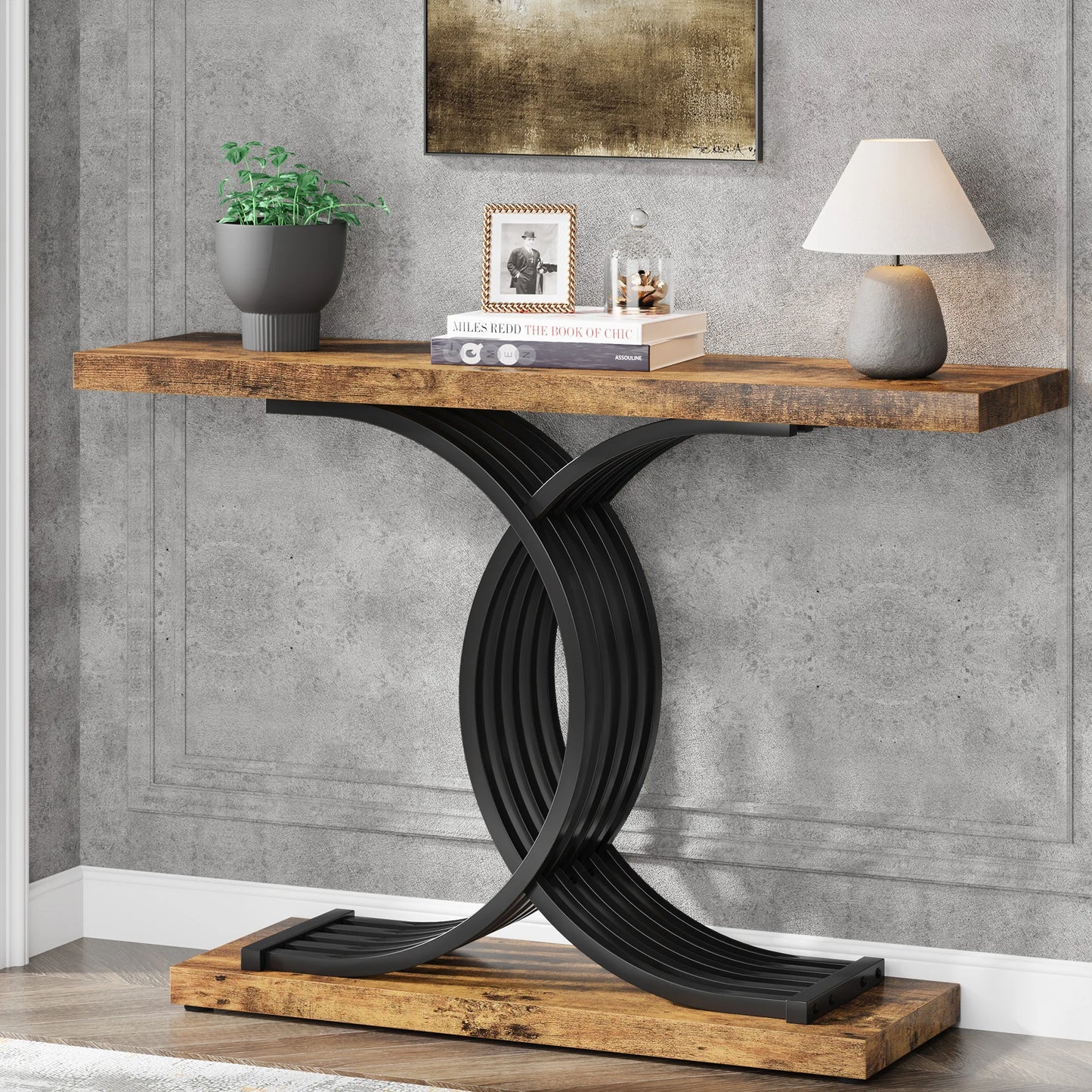 Tribesigns Modern Gold Console Table with Geometric Metal Legs