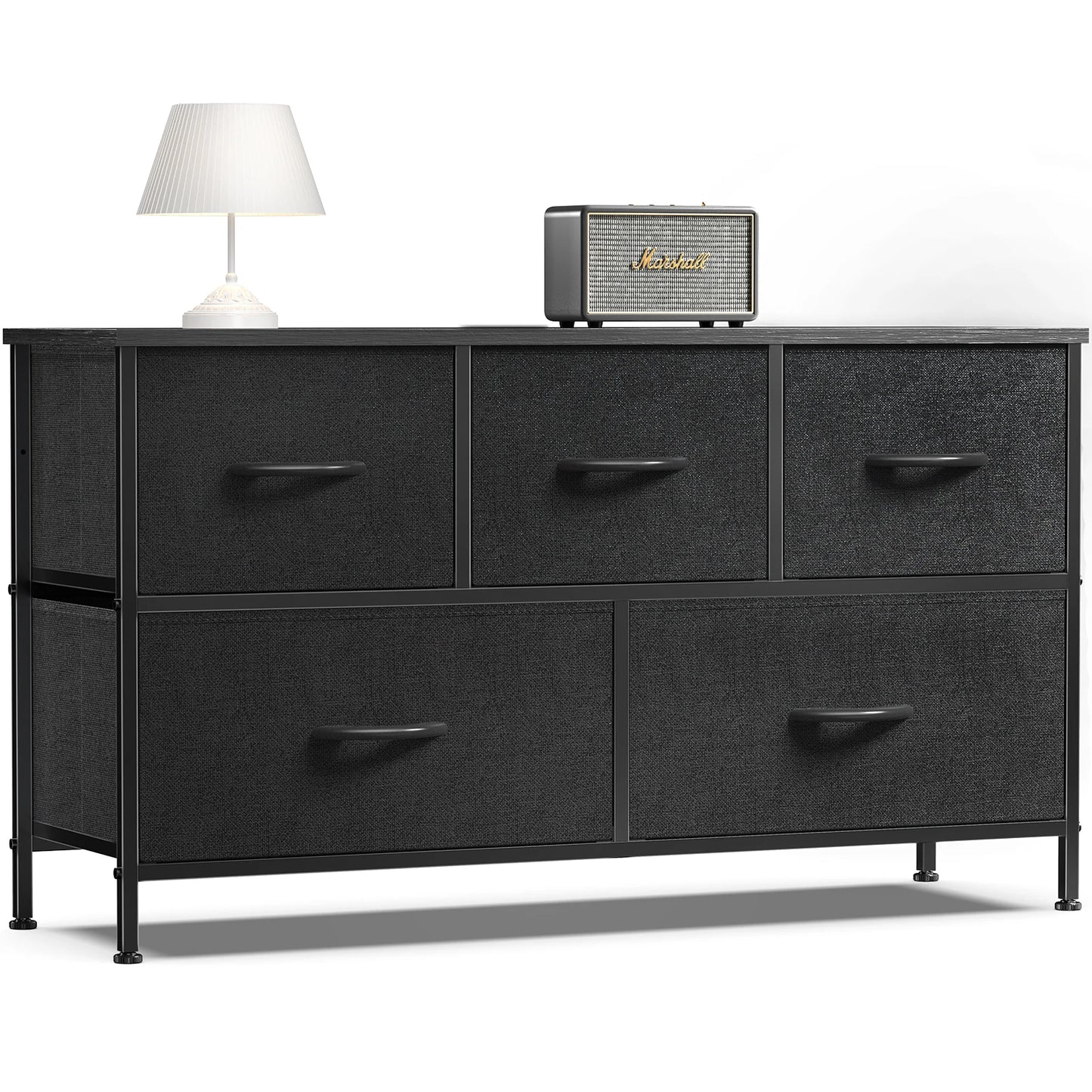 Modern Living Room Display Cabinet With Fabric Drawers and Steel Frame