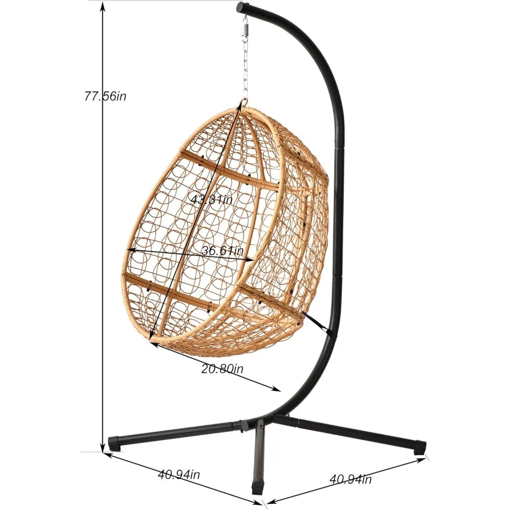 Indoor/Outdoor Hanging Chair/Hammock Chair with Stand, Hanging Swing Egg Chair with Removable & Washable Grey Cushions, Hammocks
