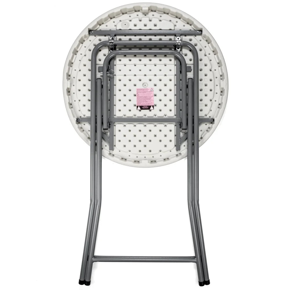 32 Inch Folding Cocktail Table Lightweight Durable Weather Resistant Indoor Outdoor Use Portable Easy Storage Sturdy Plastic Top