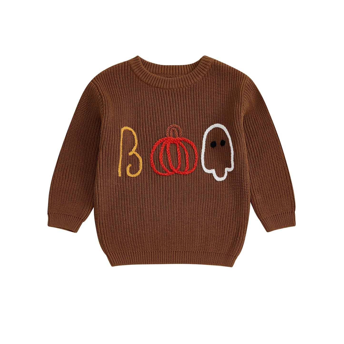 Adorable Halloween-themed Baby Sweater with Spooky Ghost and Pumpkin Embroidery Cozy Toddler Knitwear for Warmth and Style