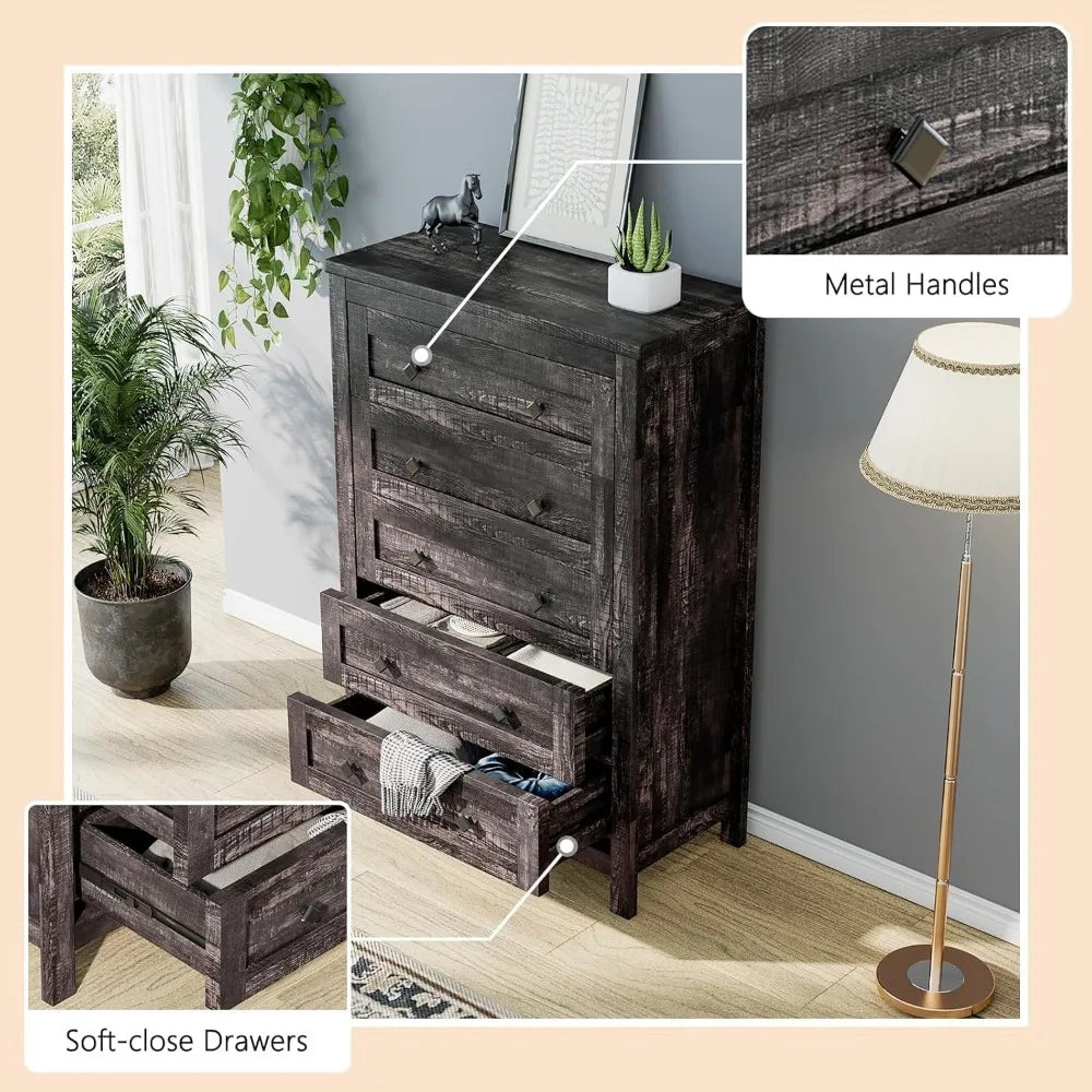 Farmhouse Bedroom 4 Piece Set Rustic Dressers Nightstands