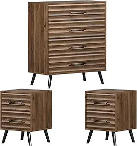 RBXC Farmhouse Bedroom Set 3 Rustic Dresser Nightstands