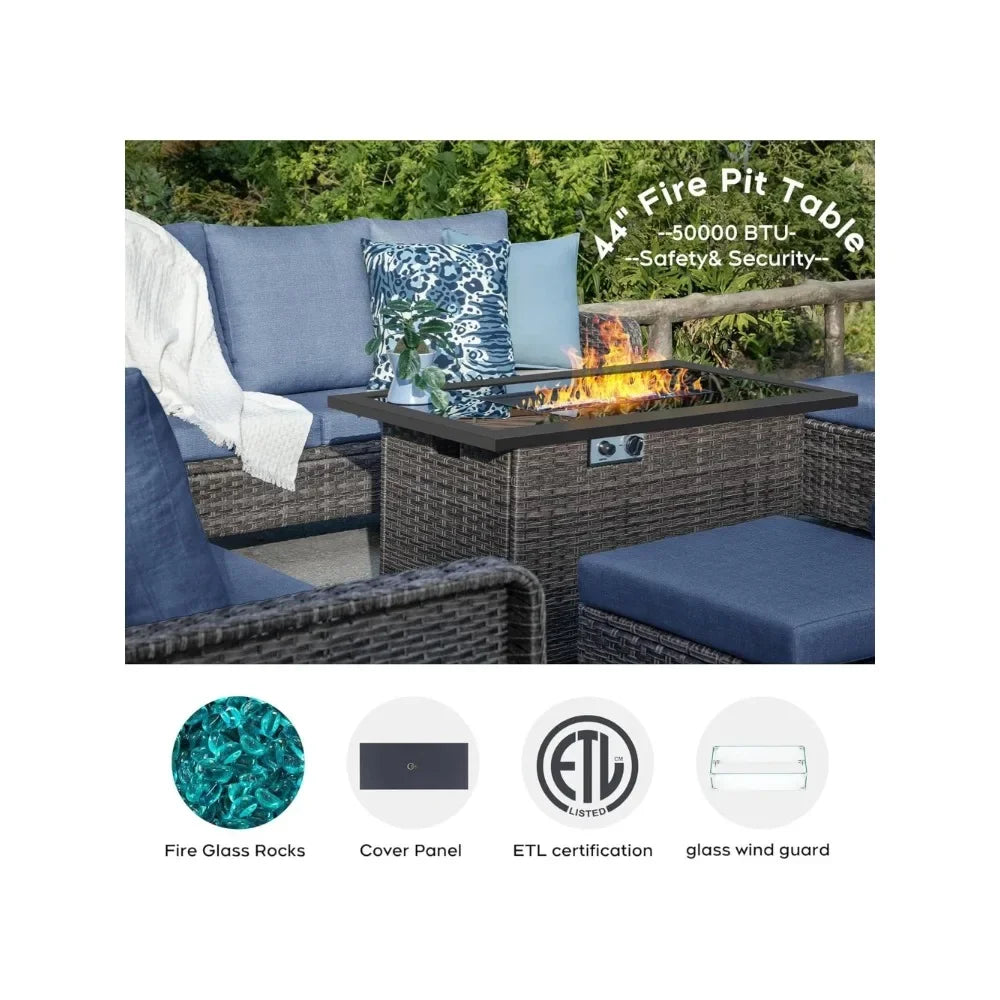 Modern 6-Piece Outdoor Patio Furniture Set with Fire Pit