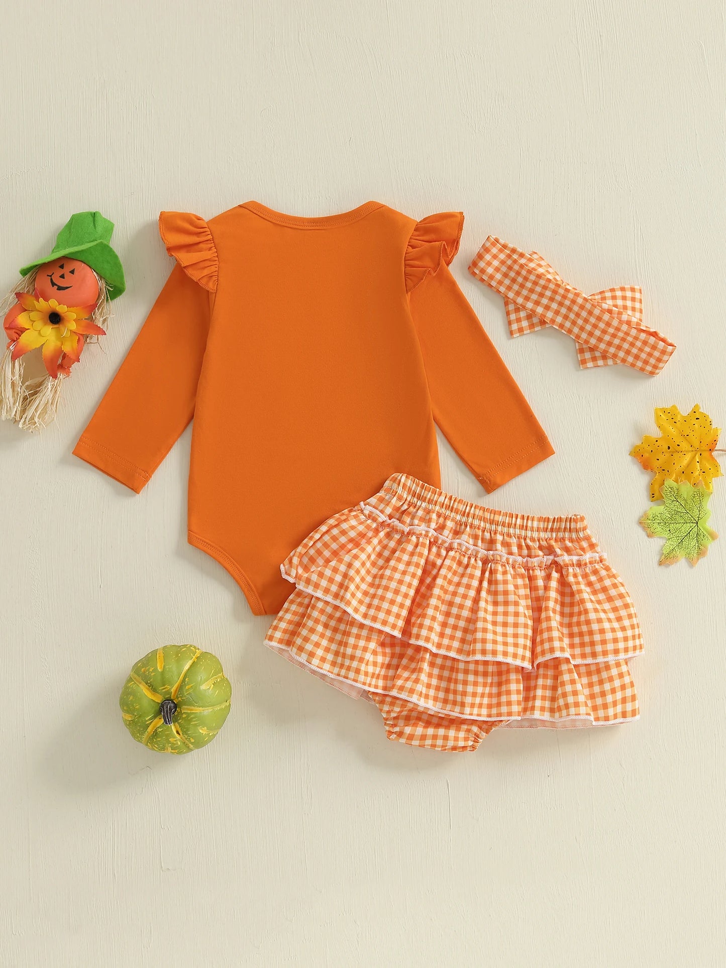 Toddler Halloween Costume Ghost Print Long Sleeve Romper Tutu Skirt with Headband 3 Piece Set for Baby Girl