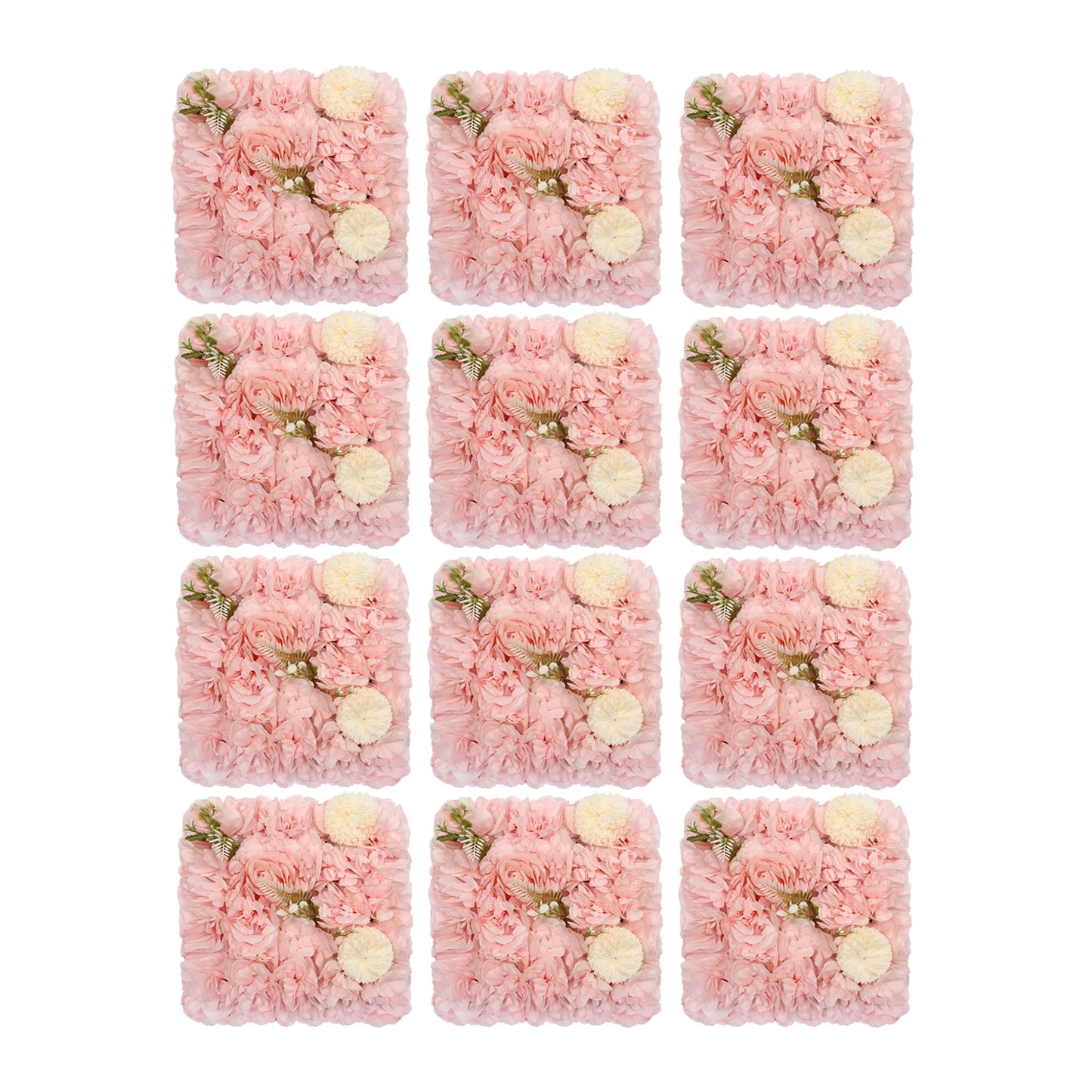 12PCS Artificial Flowers Wall Panel 3D Floral Wall Background for Wedding Backdrop Wall Decor Outdoor Decoration15 * 15inch