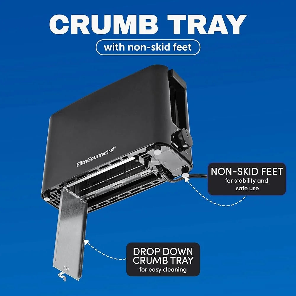 Single Slice Toaster Wide Slot 6 Toasting Levels Crumb Tray