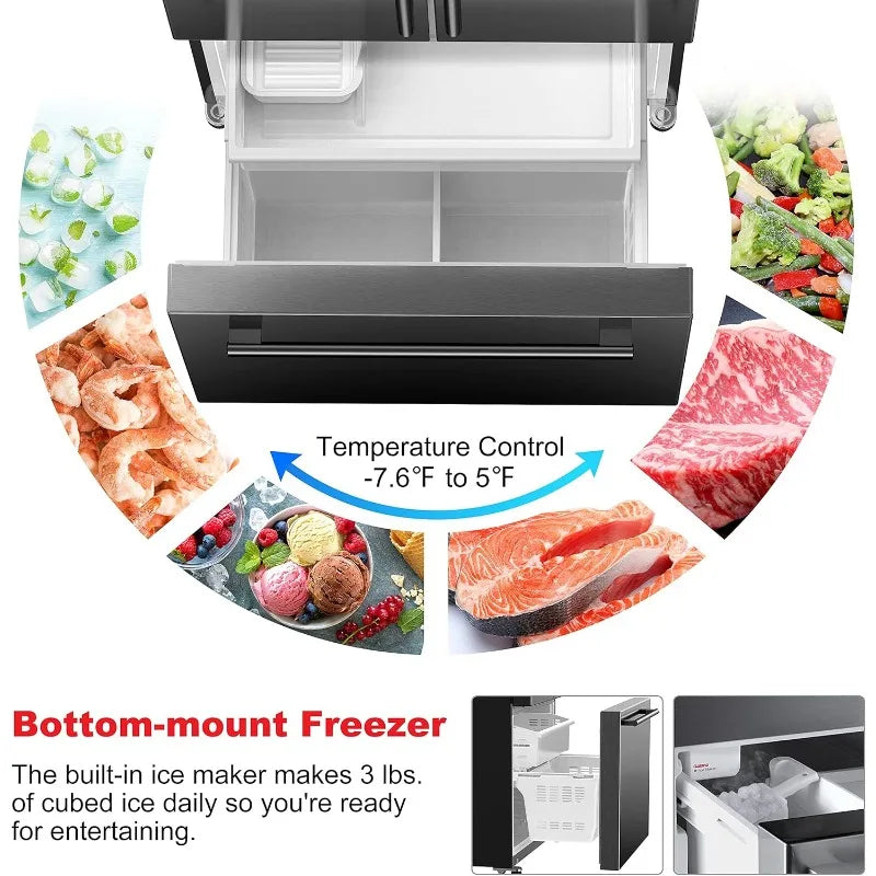 Galanz French Door Refrigerator With Ice Maker And Freezer