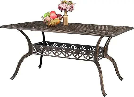 Modern Cast Aluminum Outdoor Dining Table for Six