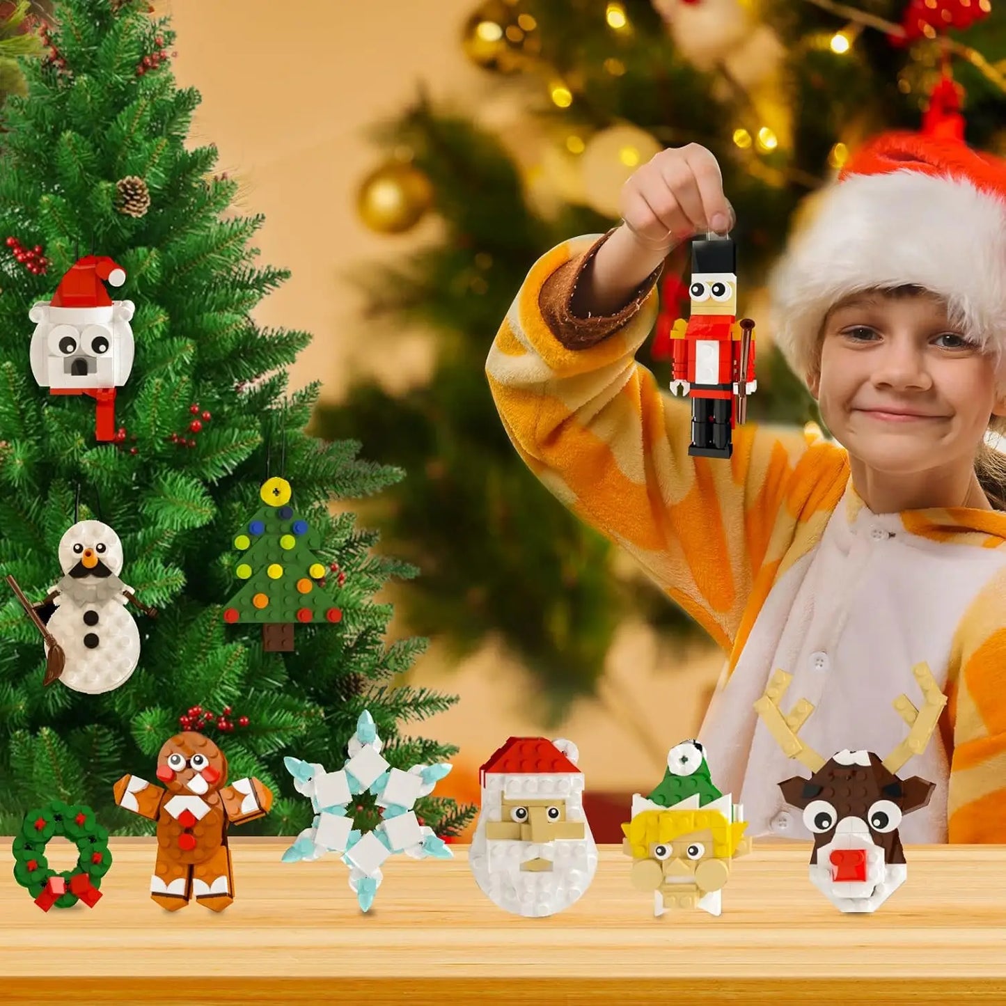Christmas Ornaments Building Kit, Christmas Tree, Wreath, Santa, Snowman, Gingerbread, Reindeer, Nutcrackers, Snowflake 11-in-1