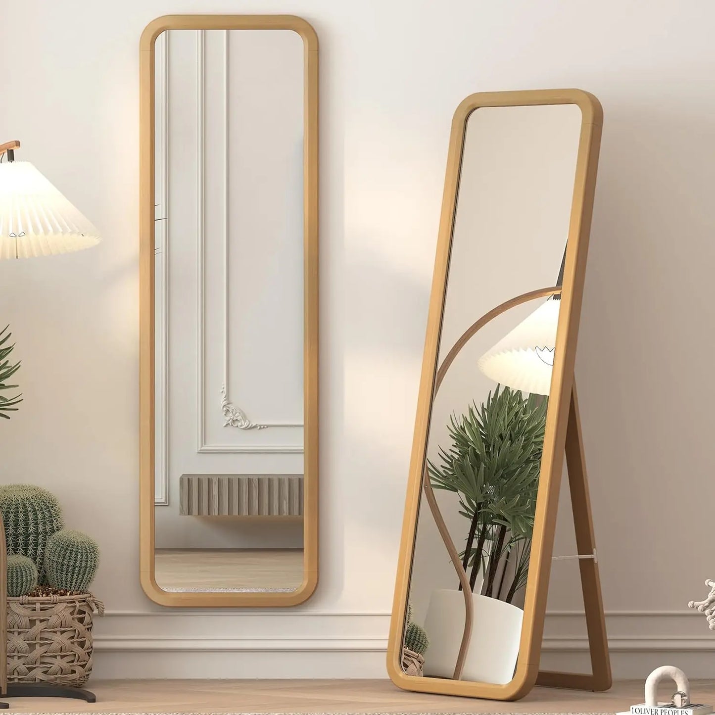 Elegant Wooden Full-Length Mirror for Bedroom Vanity and Decor