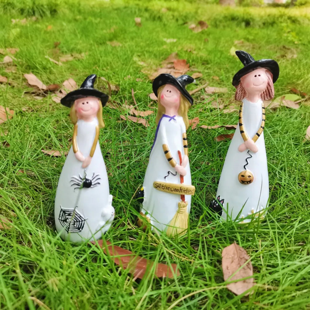 1/3pcs Halloween Witch Figurines And Statues Home Decor Resin Witches Cute Elf Sculpture