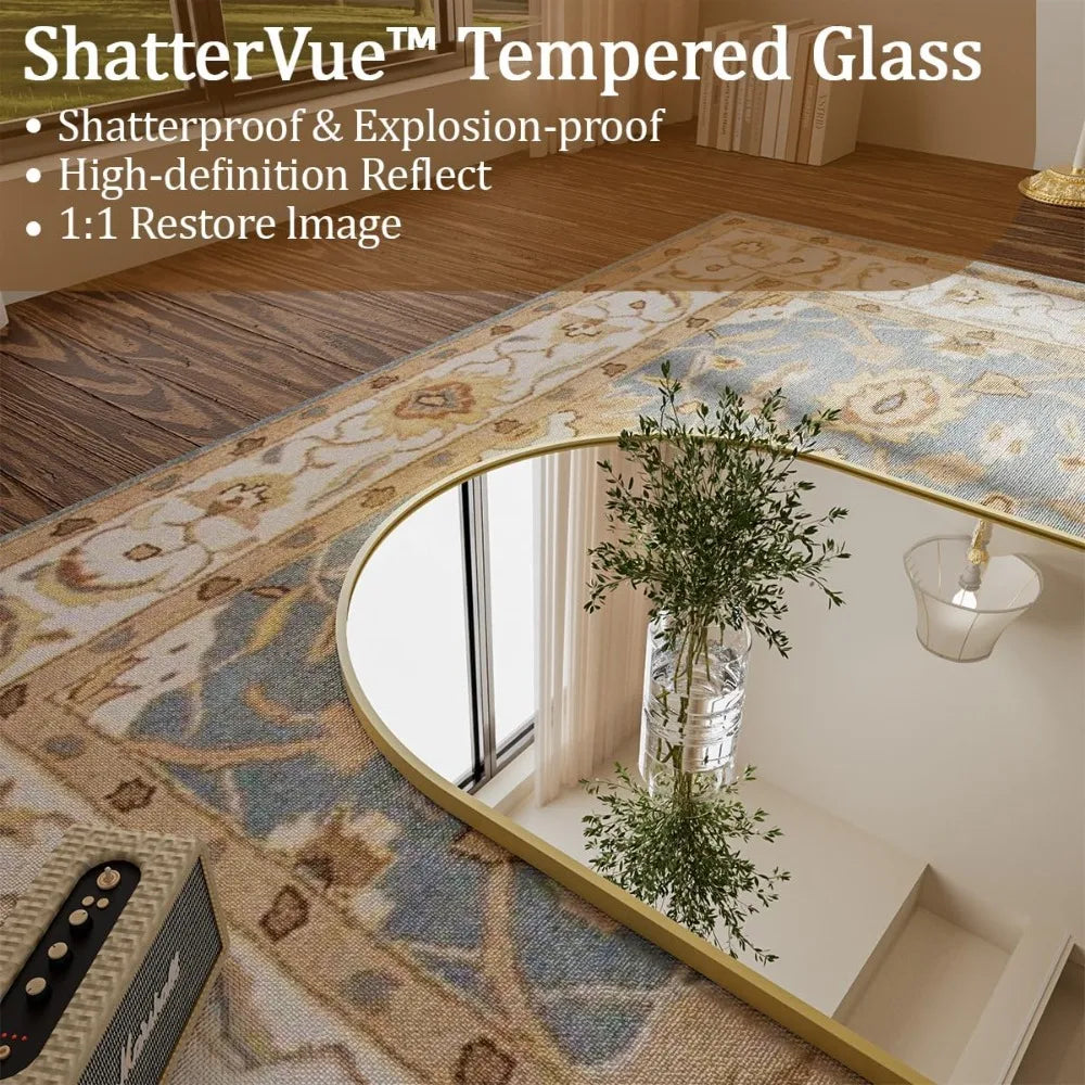 Arched Full Body Floor Mirror with Stylish Aluminum Frame