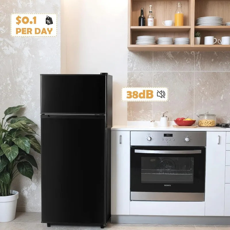 4.5 Cu.Ft Mini Fridge with Freezer, Small Refrigerator with 2 Doors for Kitchen, Dorm, Office and Bedroom, Mini Fridge