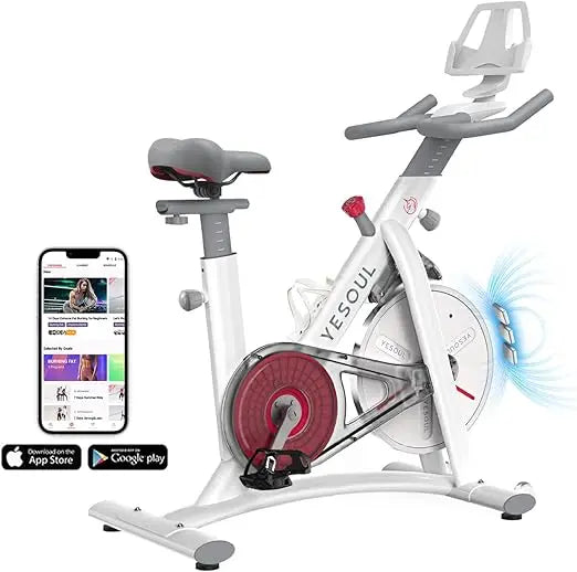Yesoul Black Exercise Bike for Home,Smart White Cycling Bike Magnetic Stationary Bike, Low Noise Indoor Cycling Bike for Home Gy