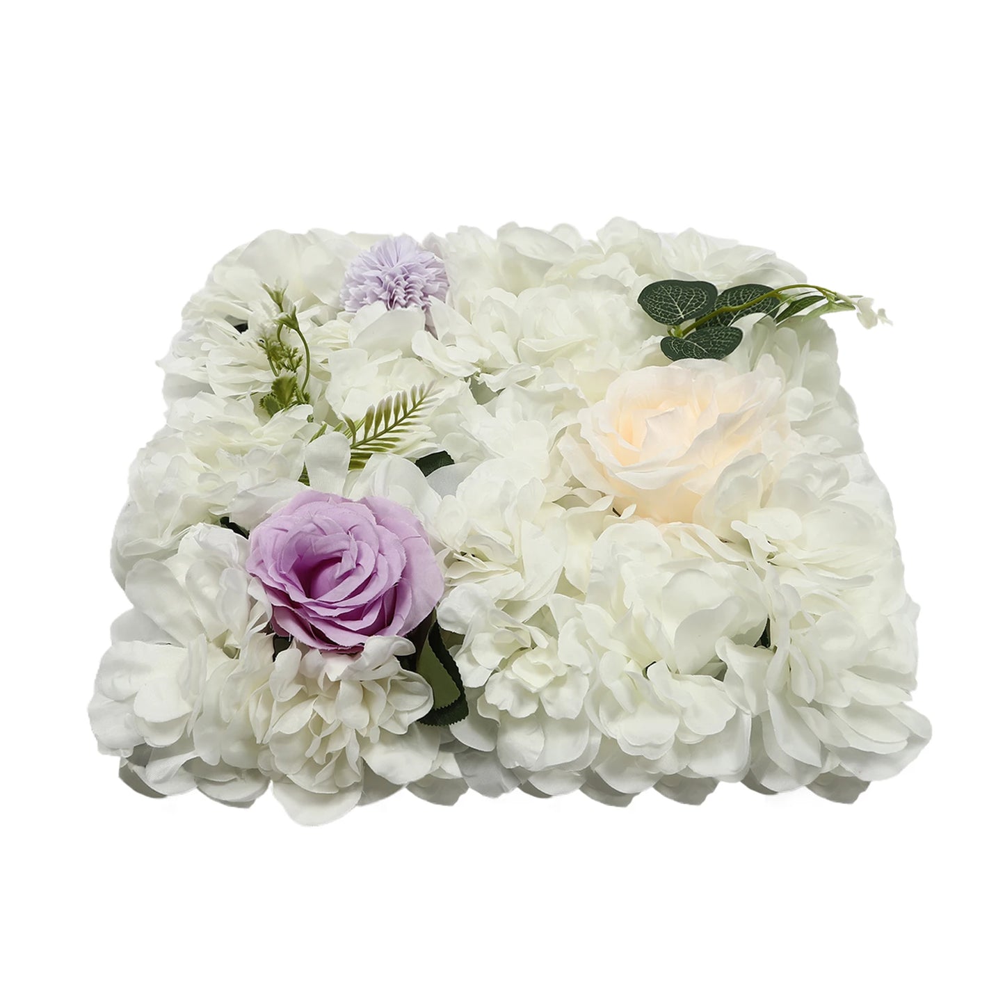 12-Piece Artificial Flower Wall Panels with Dahlia, Rose, Hydrangea, and Chrysanthemum for Indoor and Outdoor Privacy and Decora