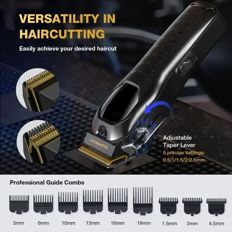 SUPRENT PRO The Black Scorpion- Professional Hair Clipper for Men-Rechargeable Heavy-Duty Motor Hair Cutting Kits with Display