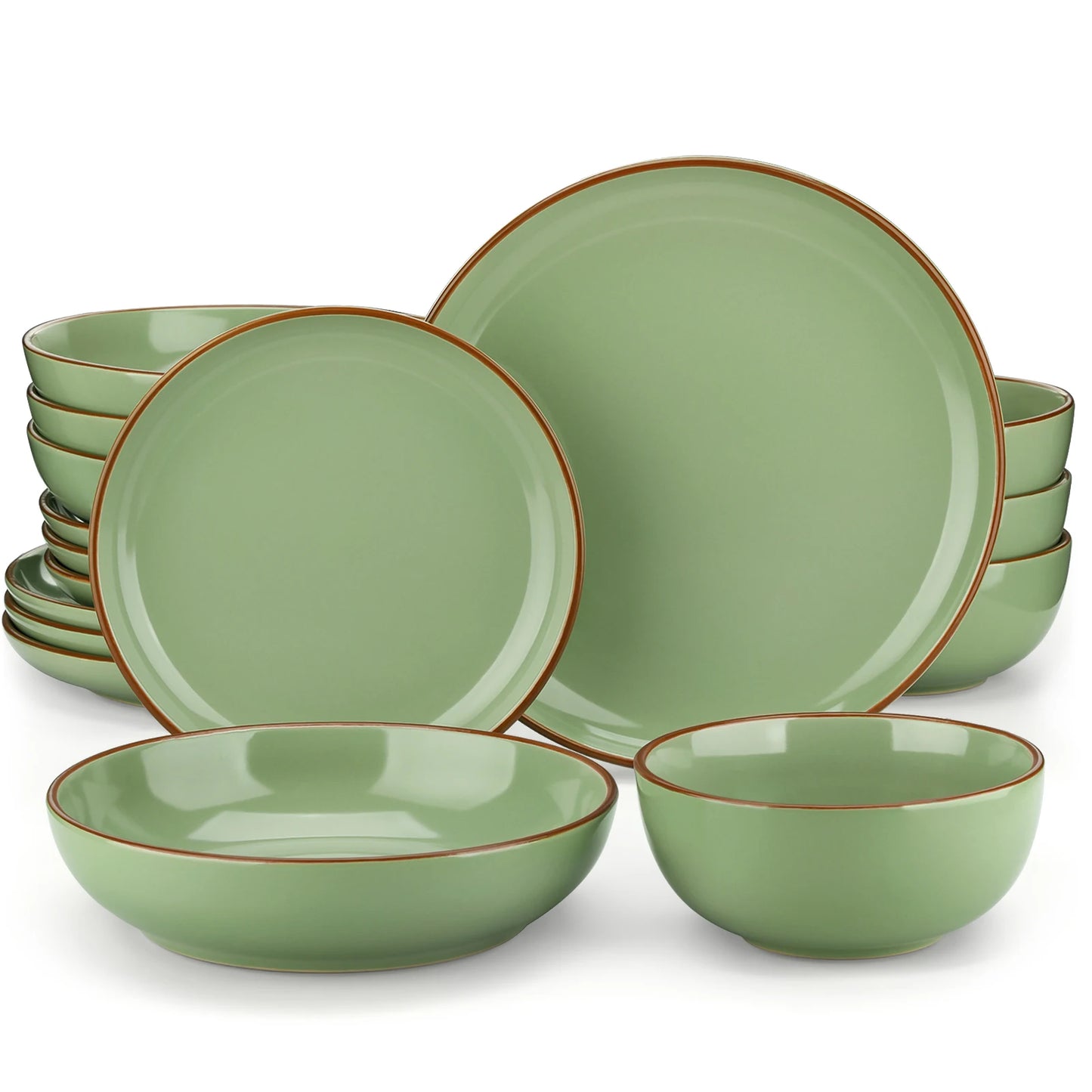 VANCASSO NYMPH 16/32 Piece Ceramic Glaze Tableware Set with Dinner/Dessert/Soup Plate/Bowl For 4/8 Person 4 Color Optional