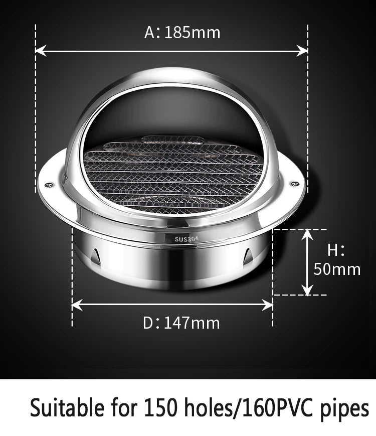 Stainless Steel Wall Ceiling Air Vent Ducting Ventilation Exhaust Grille Cover Outlet Heating Cooling Waterproof Vents Cap
