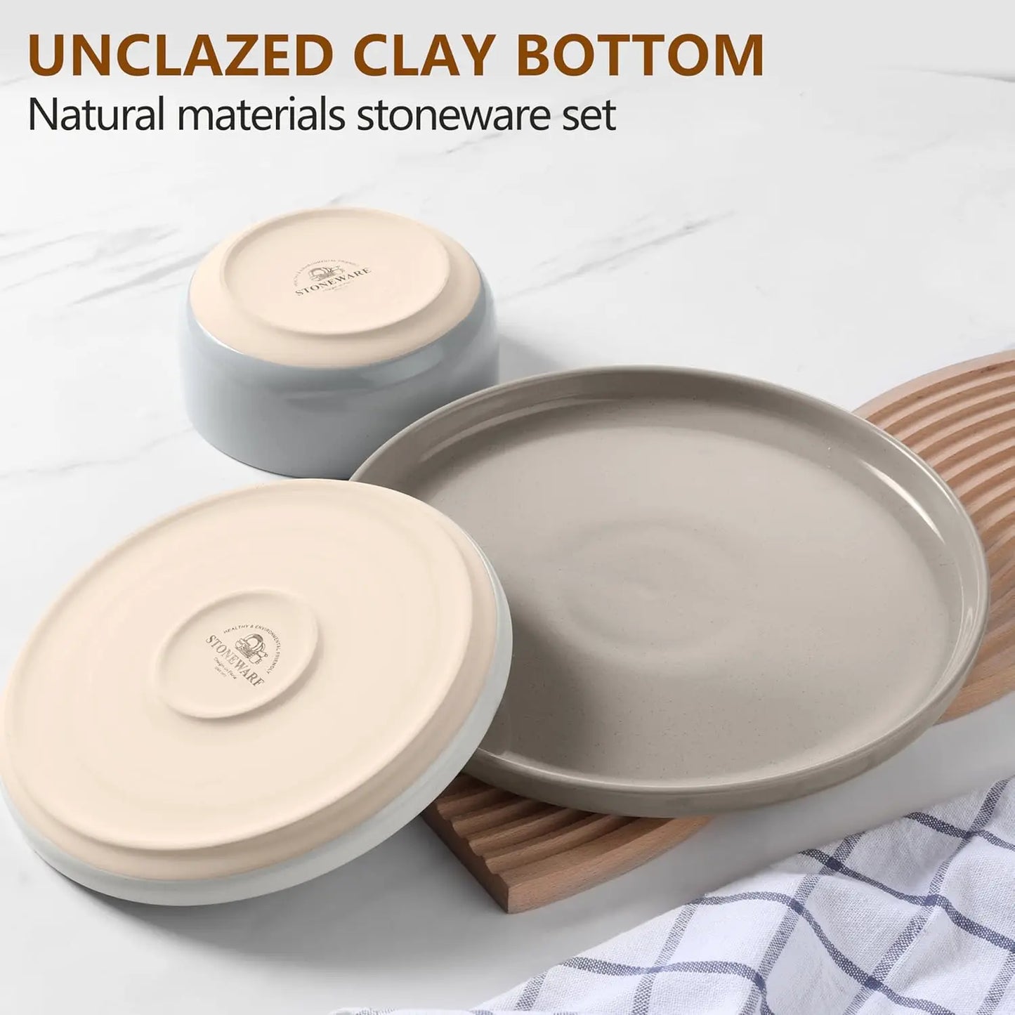 Dinnerware Set for 6, Dining Plates and Bowls Dishes for Kitchen Dining, 18PCS Ceramic Dinner Set, Scratch Resistant & Dishwashe