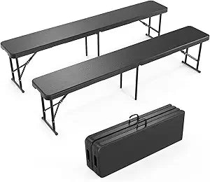 VINGLI 6 feet Plastic Folding Bench,Portable in/Outdoor Picnic Party Camping Dining Seat, Garden Soccer Multipurpose Entertainin
