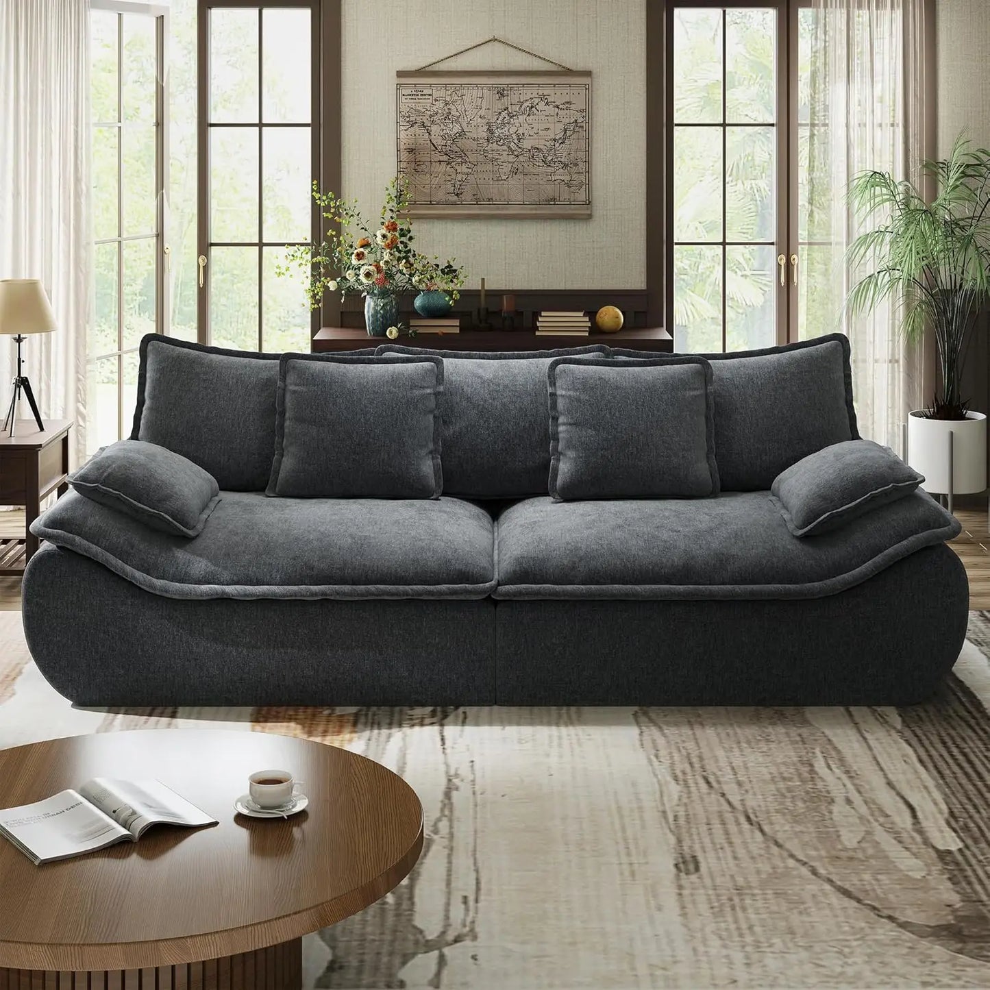 Sofa Couches 2-Seater Modular Sectional Sofa, 89''Comfy Loveseat with Throw, Deep Seat Small Sofa for Small Space