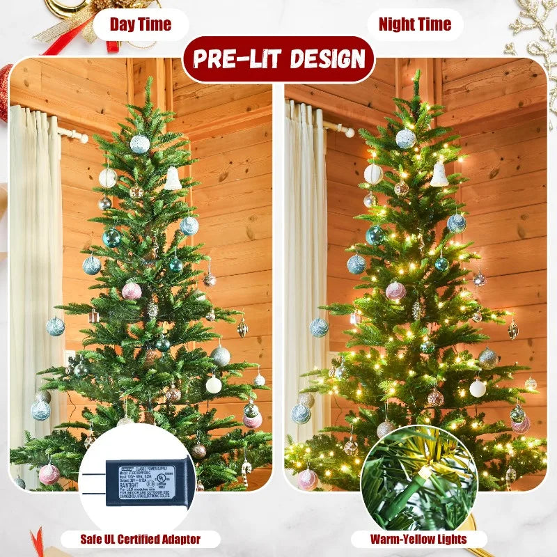 6 FT Pre-Lit Aspen Fir Artificial Christmas Tree Christmas Tree Decorations ,Green