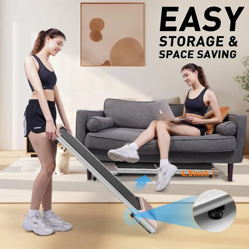 DeerRun Walking Pad, Smart Under Desk Treadmill, 2.2HP Small Quiet Portable Treadmill, APP & Remote Control, Knee-Protective