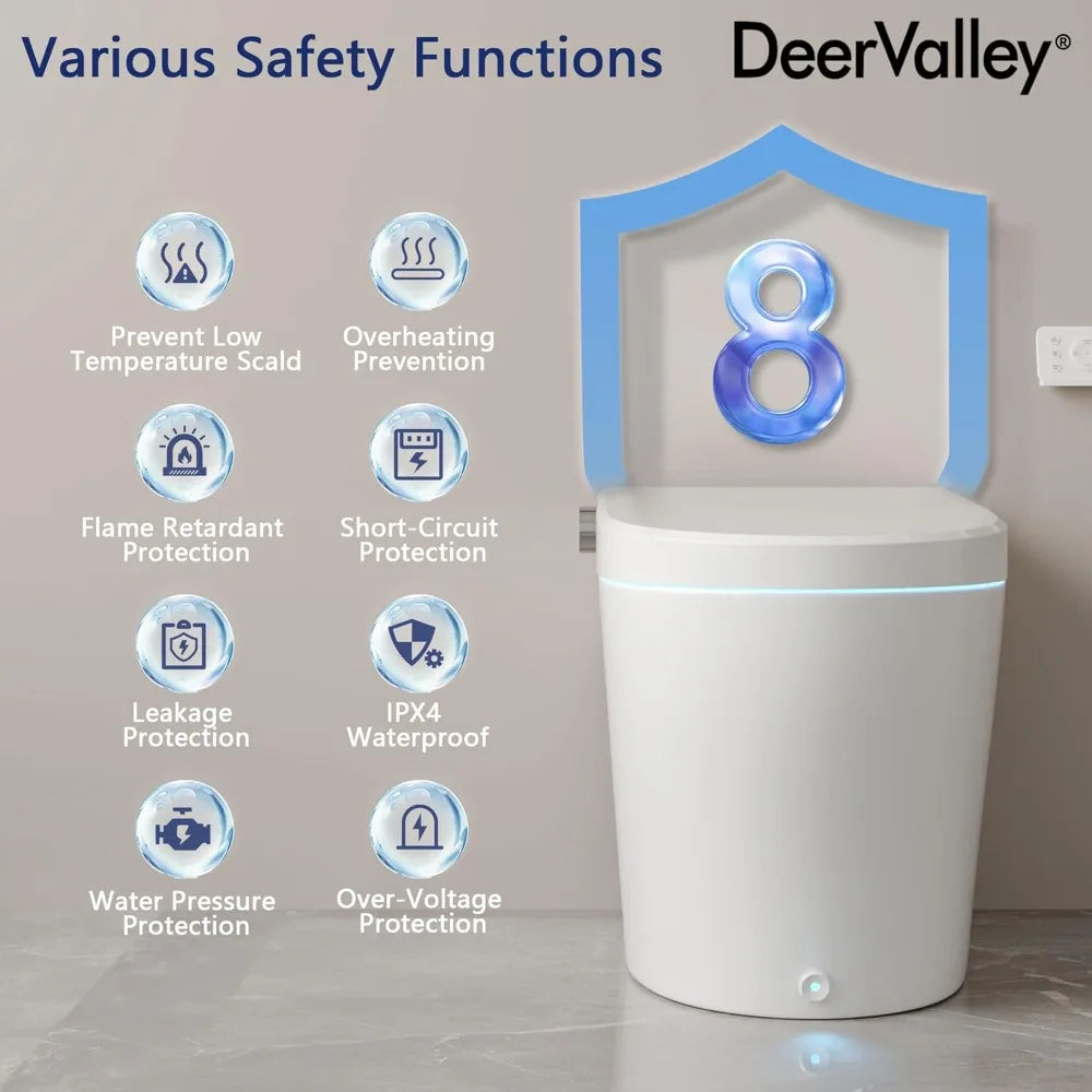 DeerValley Smart Toilet One Piece Tankless Bidet Auto Flush