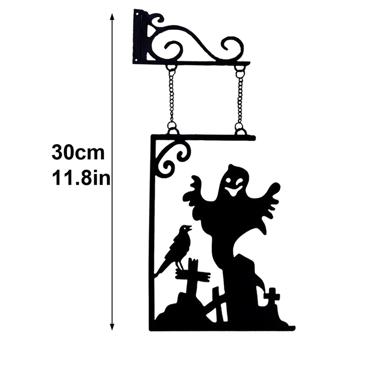 Creepy Skeleton Pumpkin Haunted House Metal Yard Sign Halloween Outdoor Decor Spooky Graveyard Wall Art for Garden Use