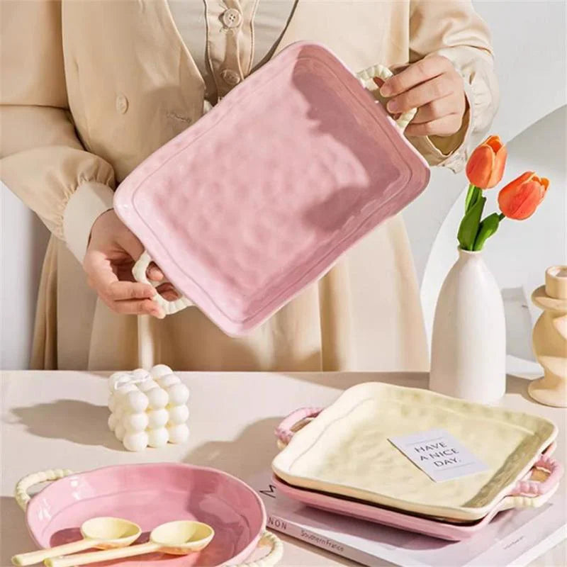Ceramic Salad Plates 12 Inch Rectangular Dessert Porcelain