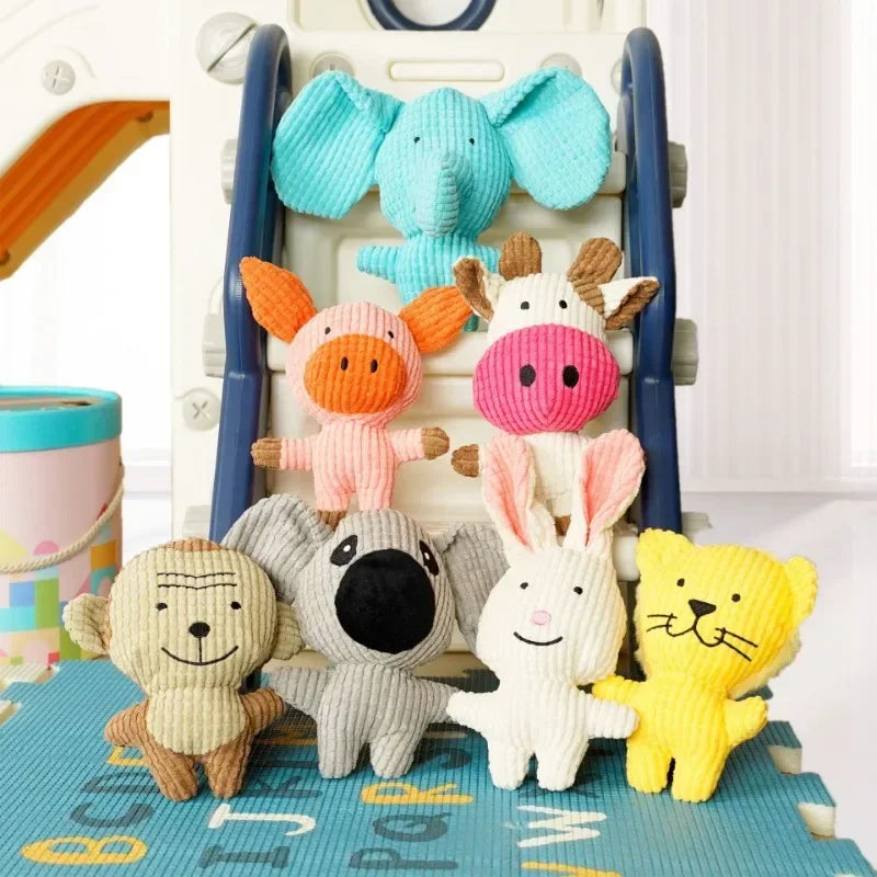 Cute Plush Toys Squeak Pet Cow Rabbit Animal Plush Toy Dog Chew Squeaky Whistling Involved Squirrel Dog Toys
